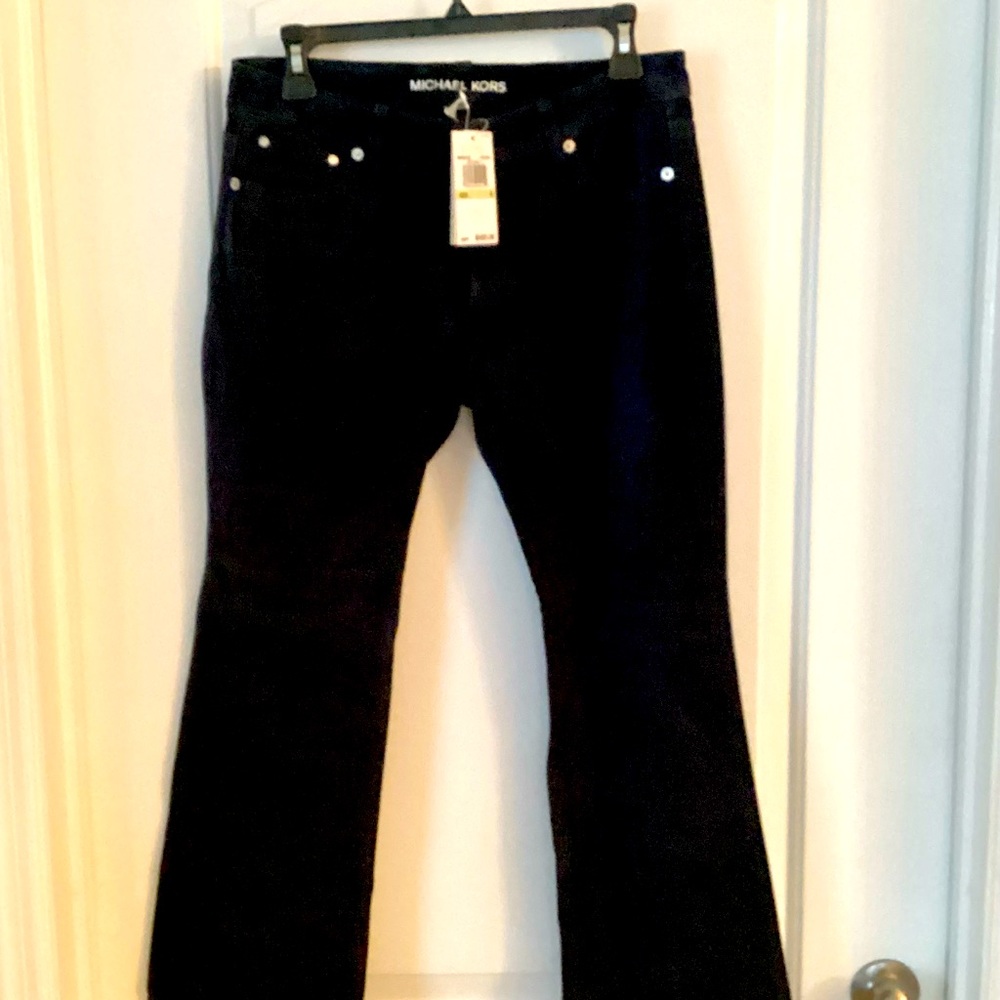 NWT Vintage SUEDE MICHAEL KORS Navy Flare JEANS, SZ 4